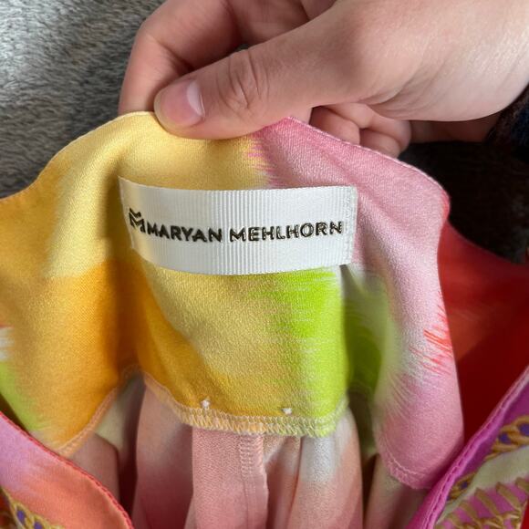 Maryan Mehlhorn Abstract Print Mini Dress Luxury Resortwear Size Large - Picture 5 of 8